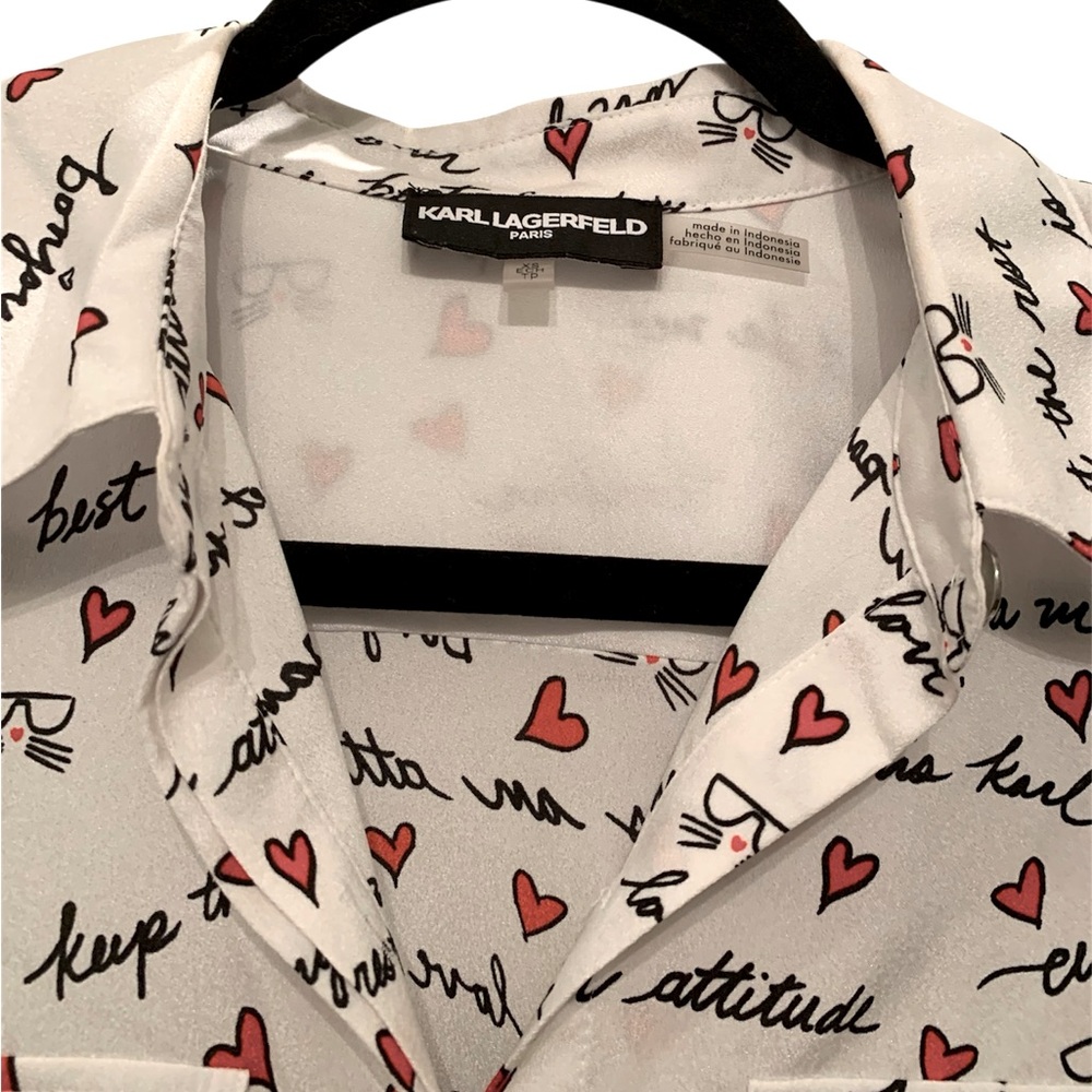 ❤️KARL LAGERFELD❤️NWT! HEARTS BLOUSE. EXCELLENT CONDITION!! - Picture 5 of 11